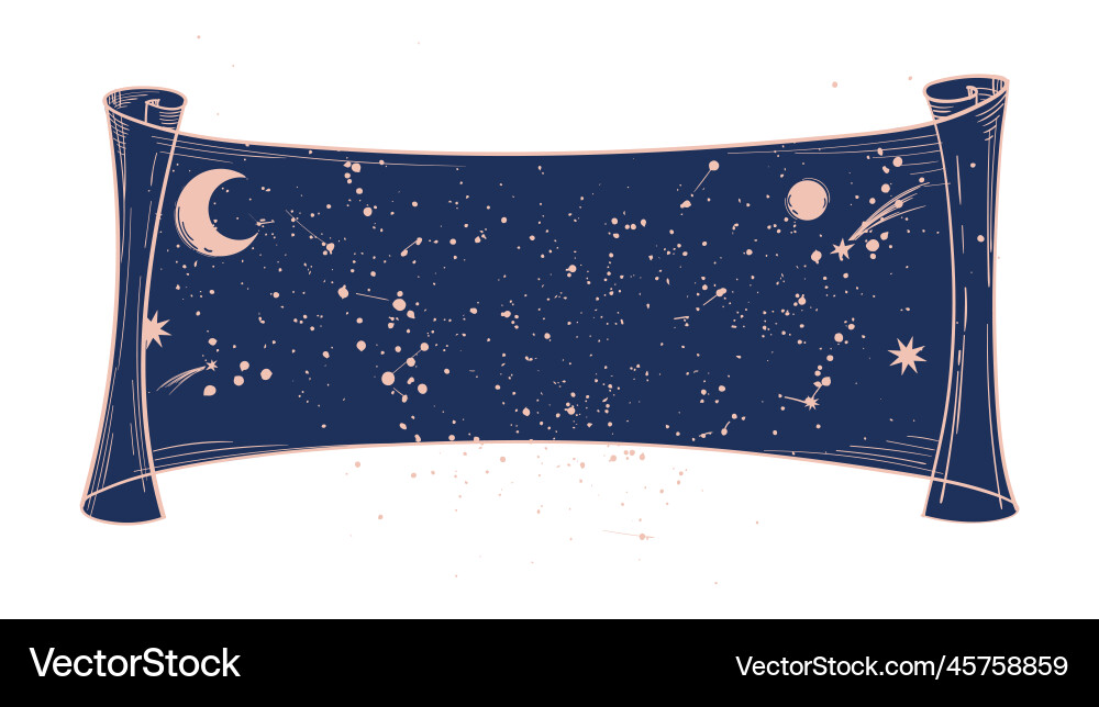 Celestial Scroll with Galaxy Map vector image