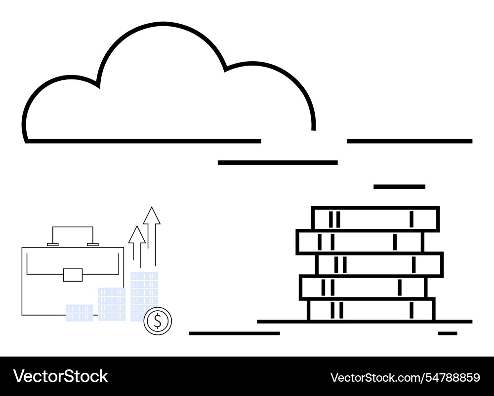Cloud storage concept with briefcase data graphs Cloud storage concept with briefcase data graphs vector image