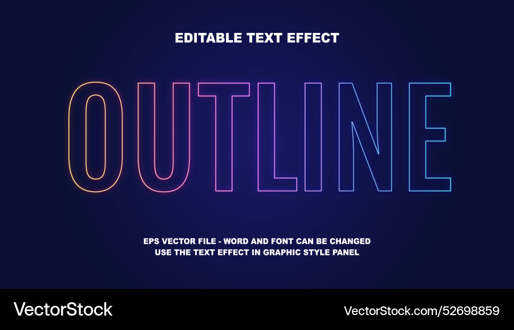 Editable text effect outline 3d template vector image