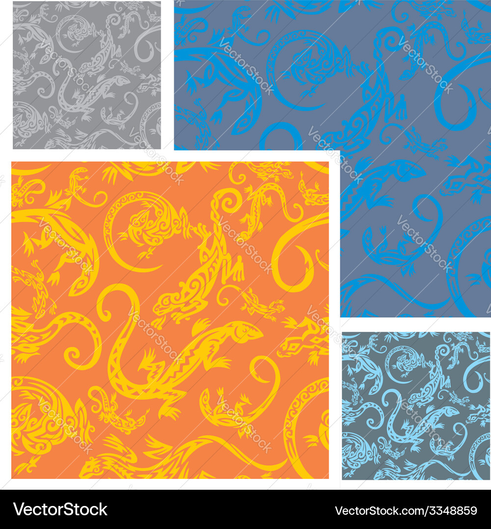 Lizards - seamless pattern set Vector Image