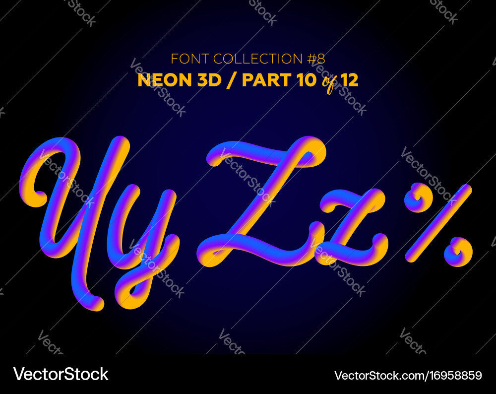 Neon Liquid Font Set - Rounded Shapes vector image