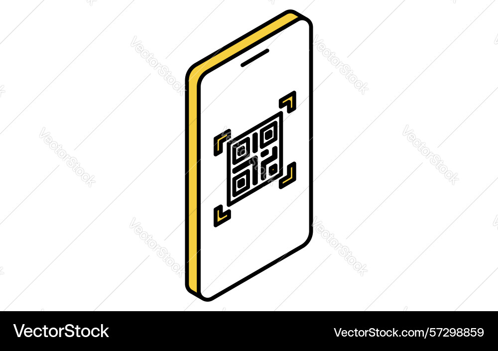 Smartphone displaying qr code simple line drawing Vector Image