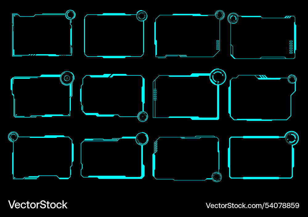 Technology futuristic set hi tech frame element vector image