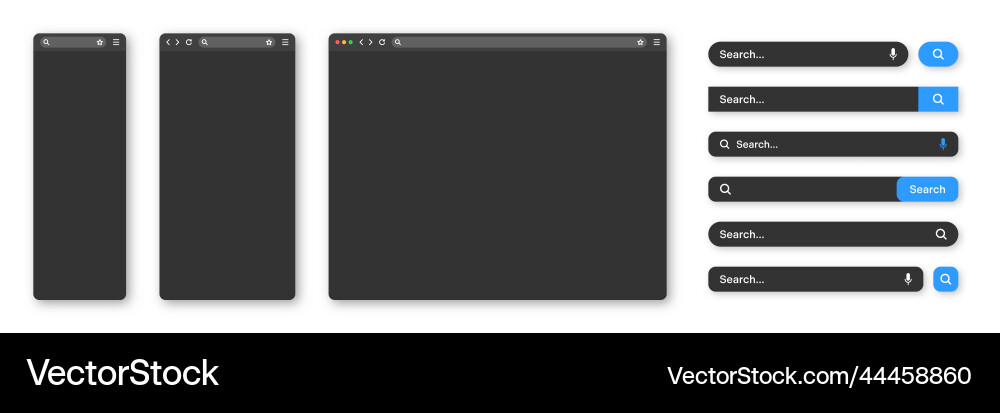 Blank internet browser window with various search Blank internet browser window with various search vector image