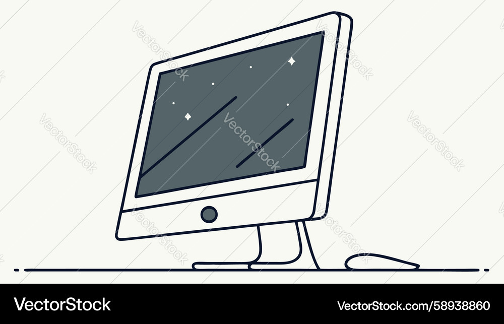 Modern desktop computer monitor outline design Vector Image