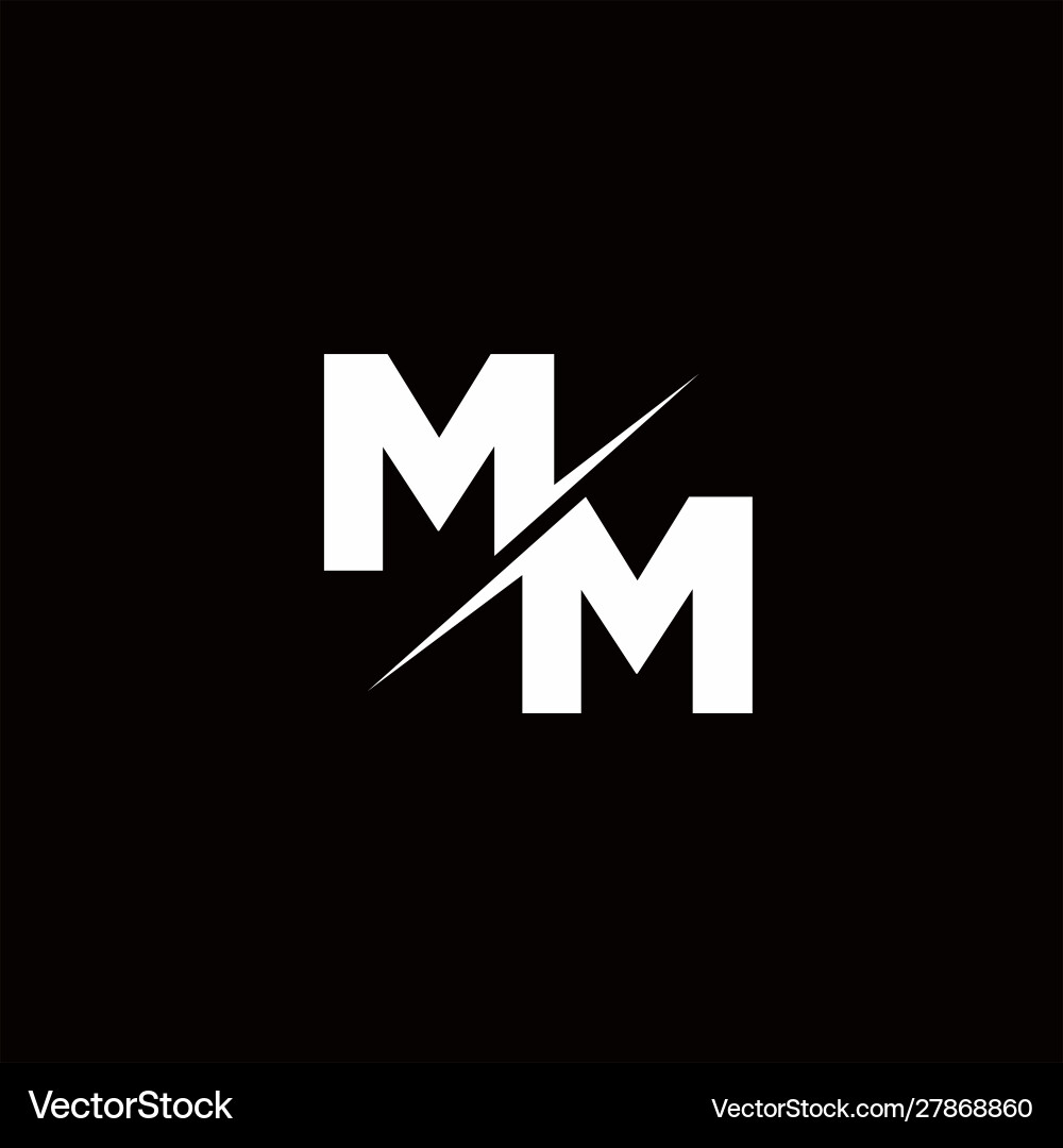 Modern Monogram Letter MM with Slash – Royalty-Free Vector | VectorStock