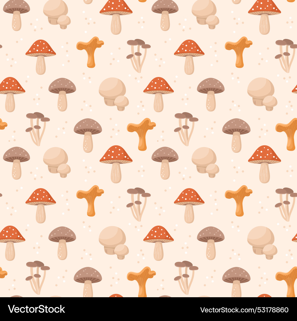 Seamless pattern with forest mushrooms Seamless pattern with forest mushrooms vector image