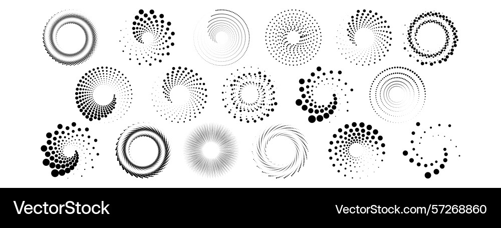 Set of pop art circles shapes dots pattern Set of pop art circles shapes dots pattern Vector Image