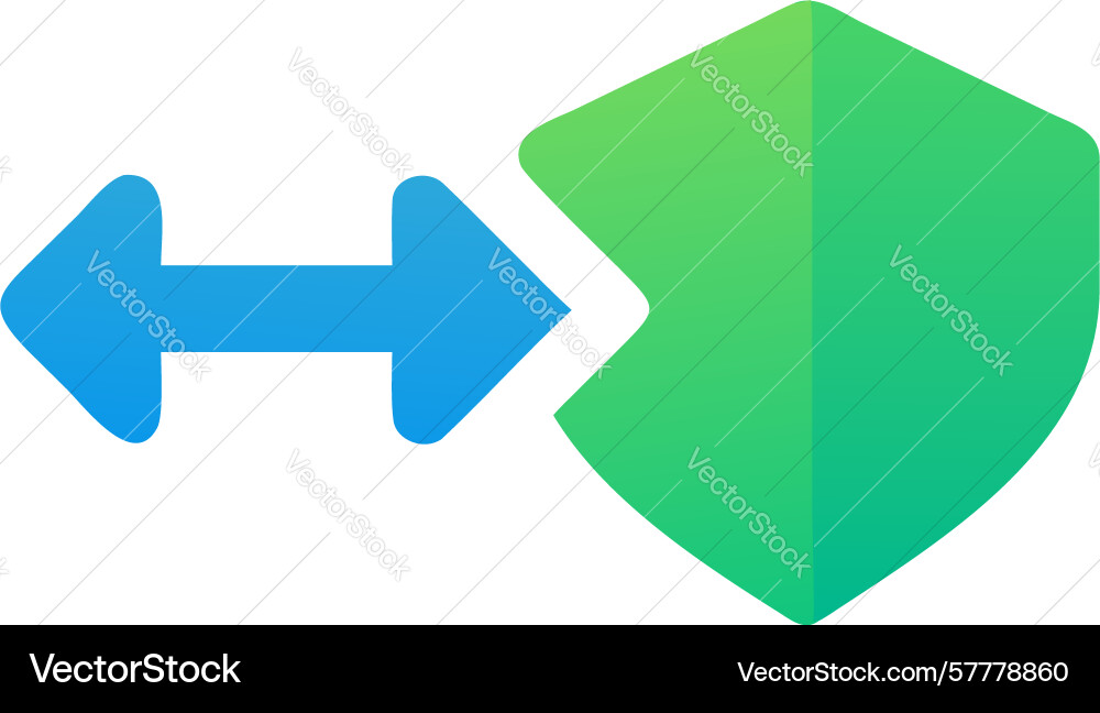 Shield with bidirectional arrow security vector image