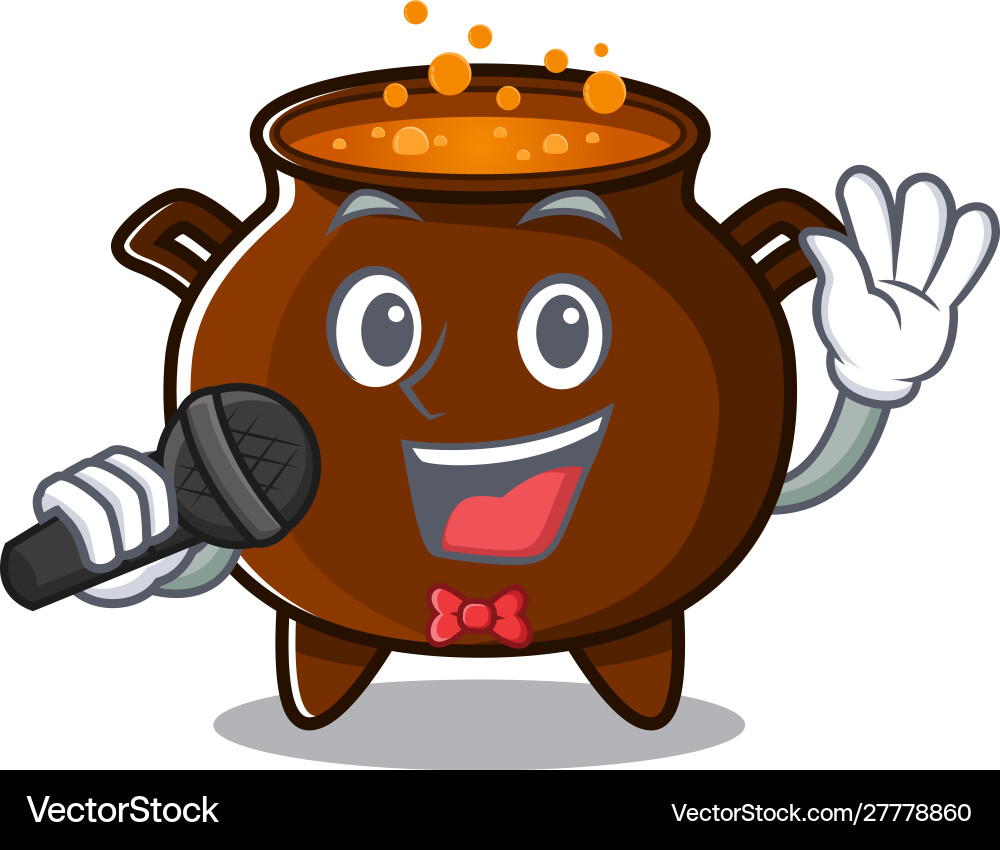 Singing cauldron toy in character shape Singing cauldron toy in character shape Vector Image