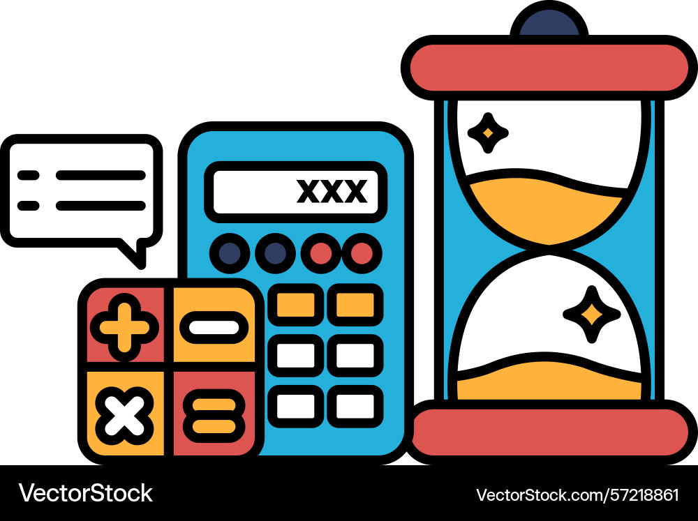 A calculator clock and number of other A calculator clock and number of other vector image