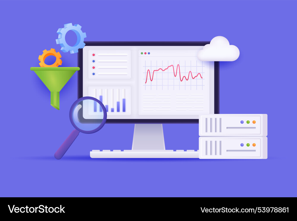 Big data analysis concept 3d icon composition Vector Image