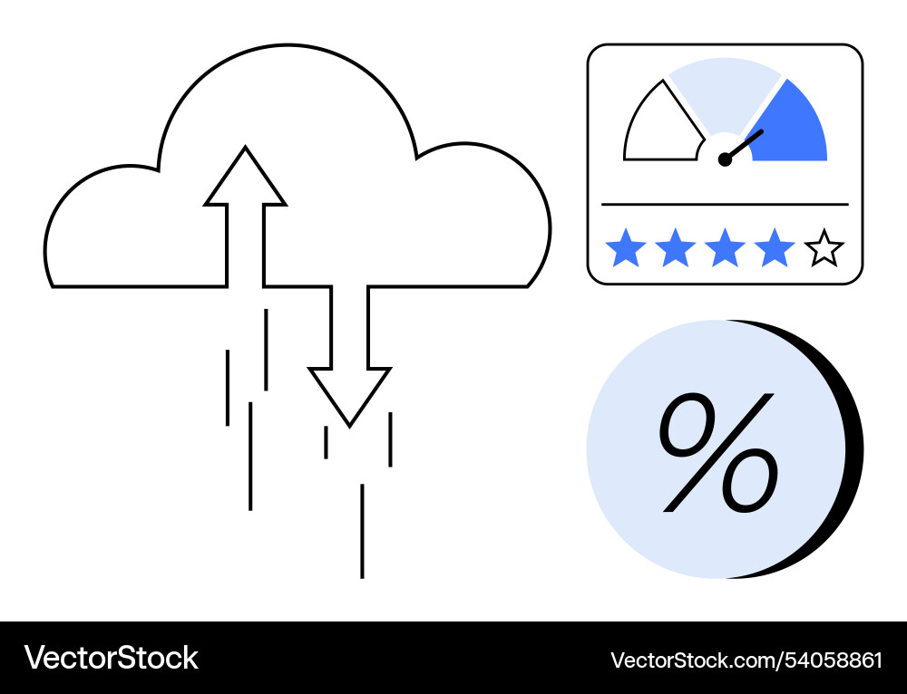 Cloud upload and download with performance review Cloud upload and download with performance review vector image