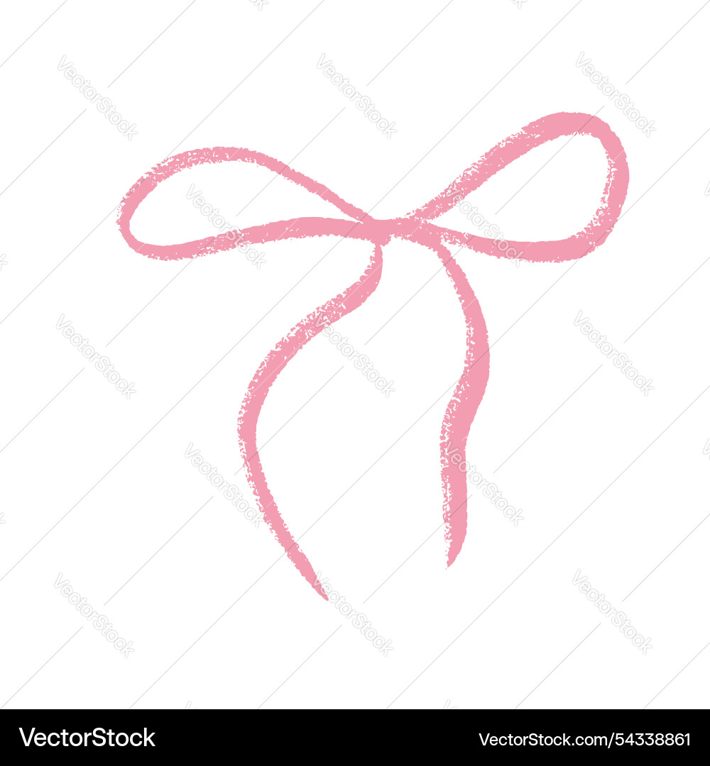 Crayon bow brush pink ribbon isolated on white Crayon bow brush pink ribbon isolated on white Vector Image
