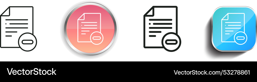 Delete file icon thin linear regular and button Delete file icon thin linear regular and button Vector Image