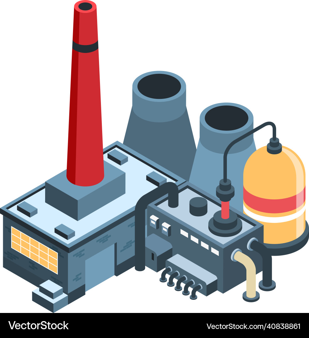 Garbage processing factory composition vector image