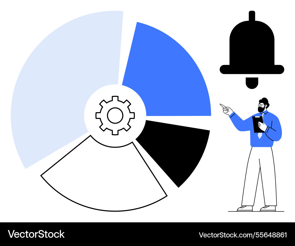 Professional analyzing segmented pie chart data Professional analyzing segmented pie chart data vector image