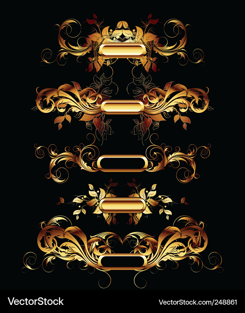 Set of golden design elements Vector Image