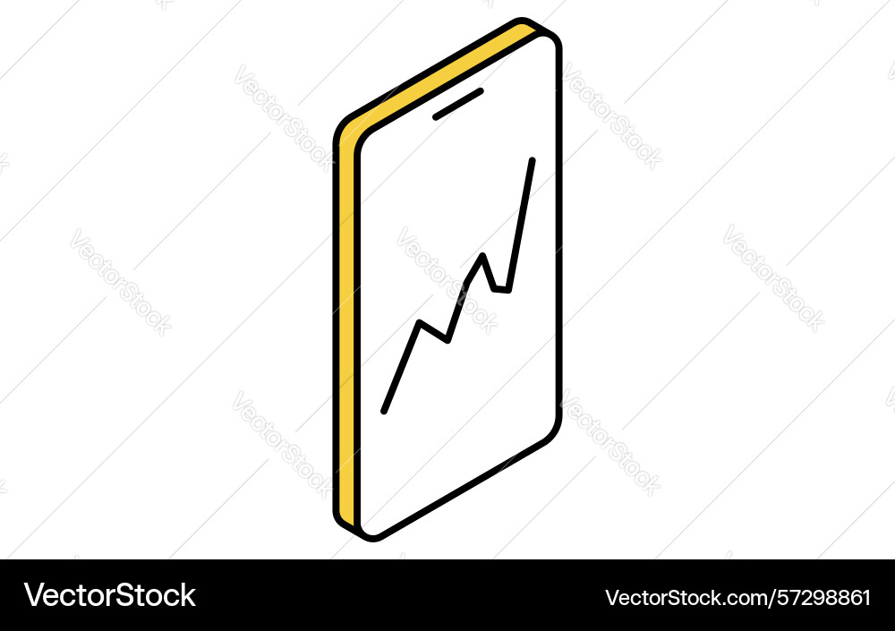 Smartphone with stock chart simple line drawing Vector Image