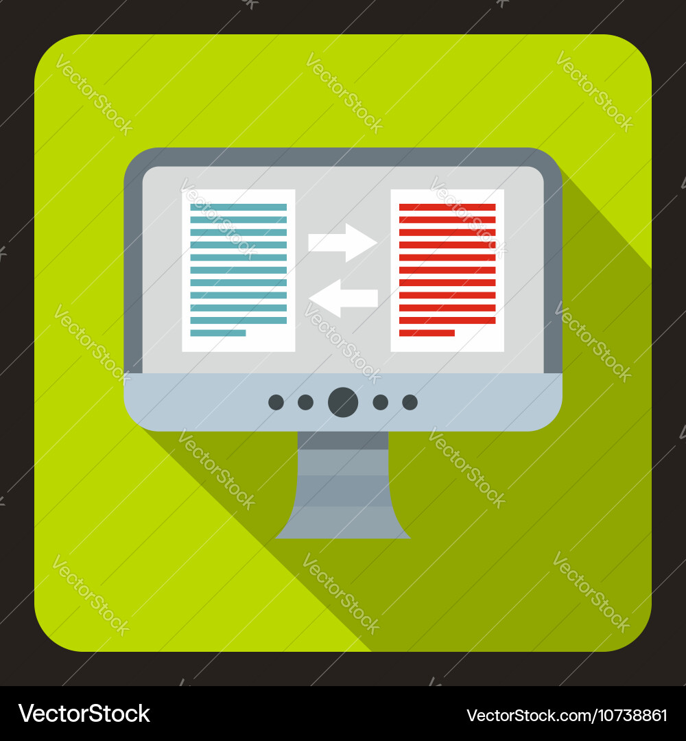 Translation of text on computer icon flat style vector image