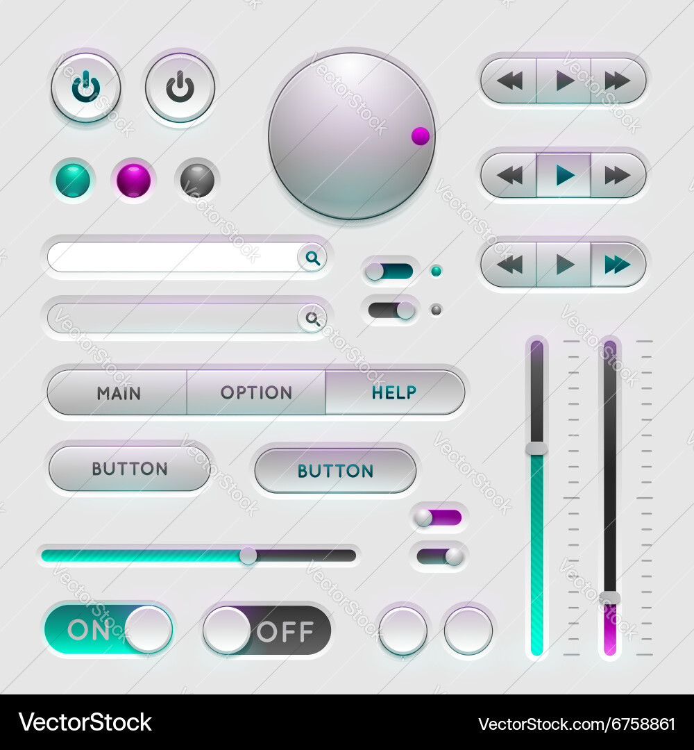 Web UI Elements - Buttons & Controls vector image
