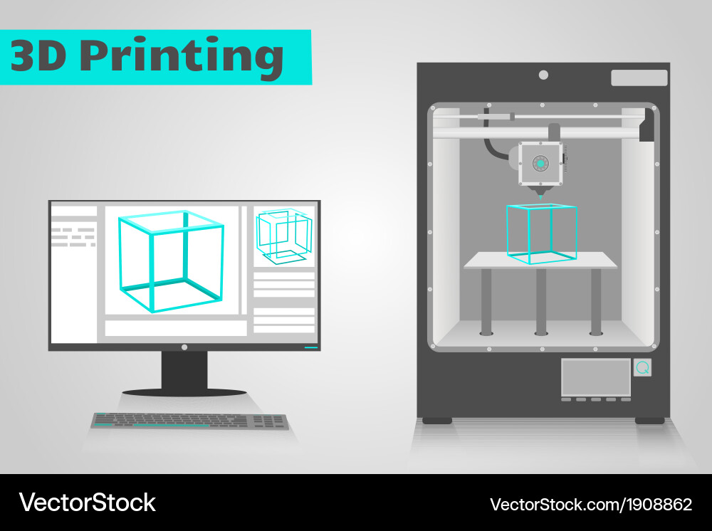 3D Cube Printing Process vector image
