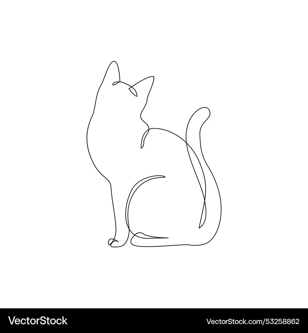 Abstract cat outline drawing continuous one line Abstract cat outline drawing continuous one line vector image