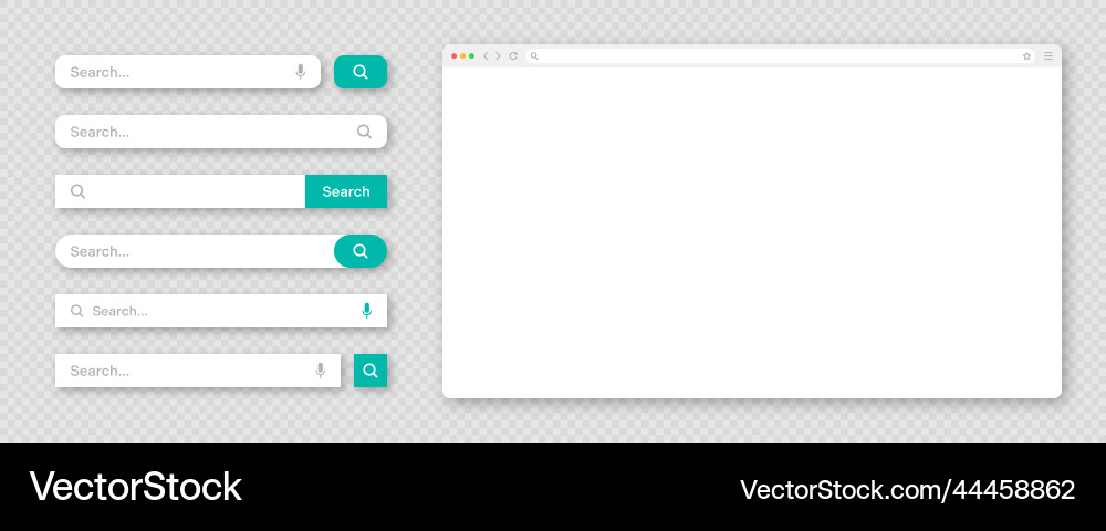 Blank internet browser window with various search Blank internet browser window with various search vector image