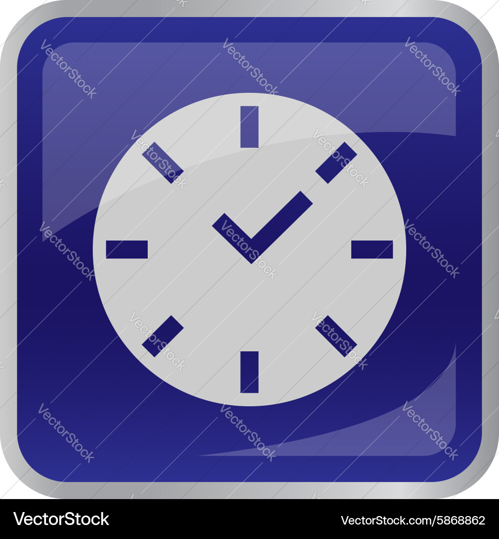 Clock icon on square button vector image