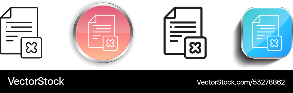 Delete file icon thin linear regular and button Vector Image