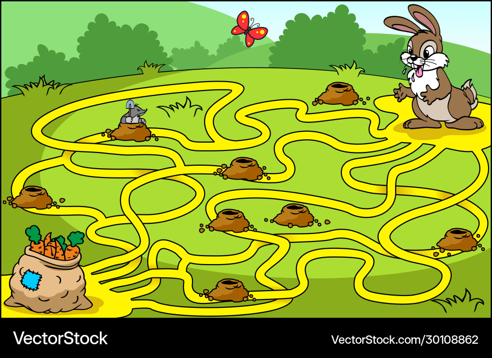 Help hare to find his way bag Royalty Free Vector Image