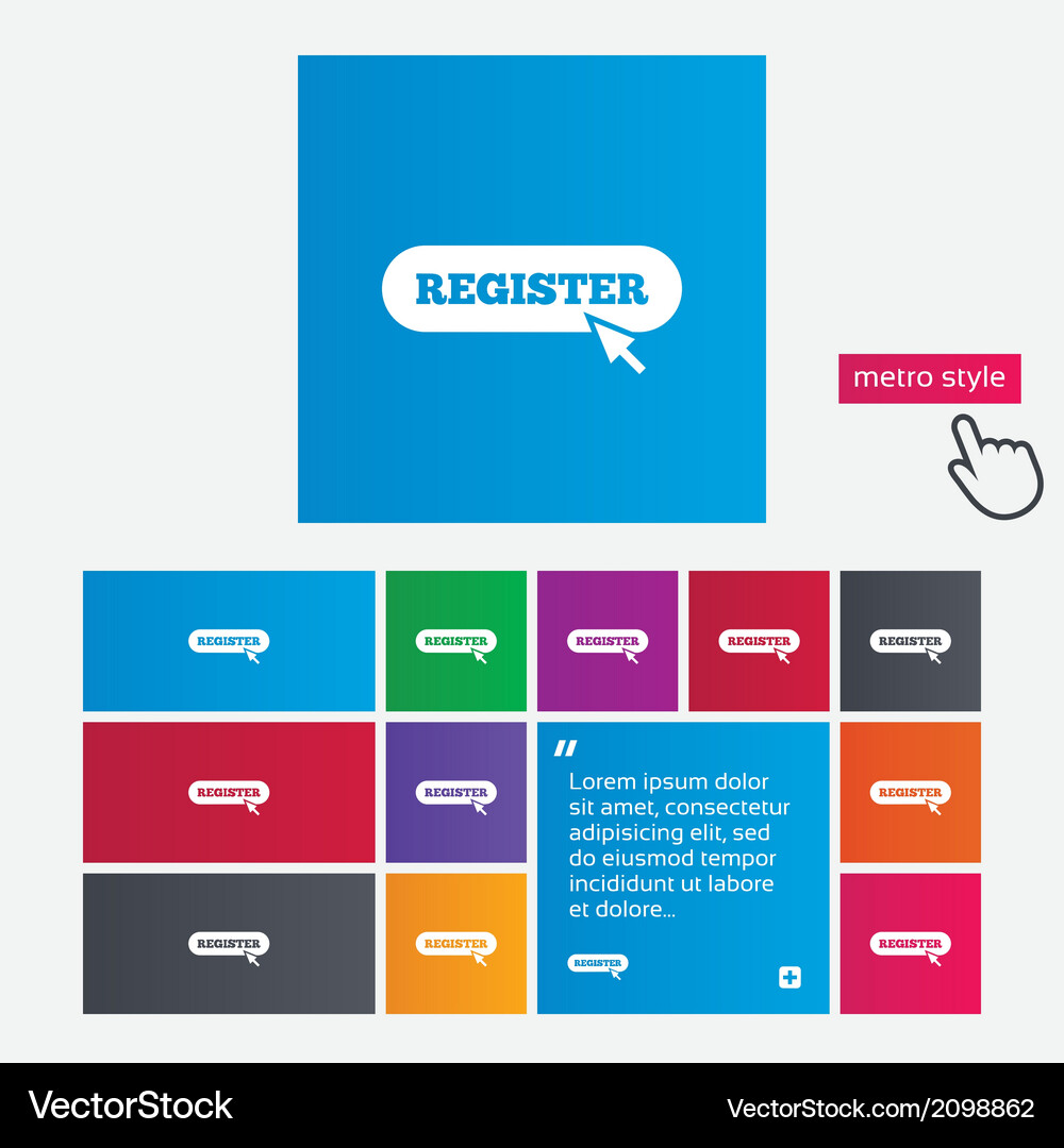 Register with cursor pointer icon membership Vector Image
