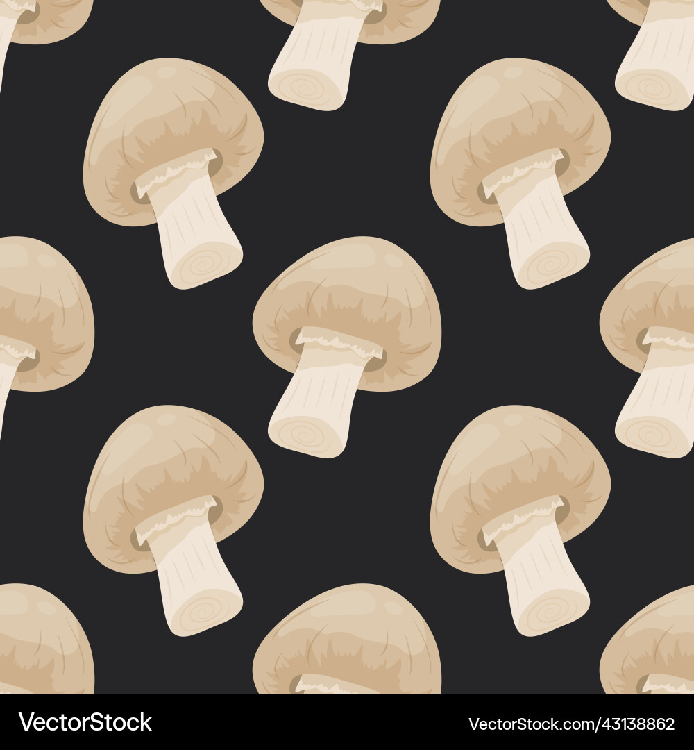 Seamless pattern with champignon mushroom vector image