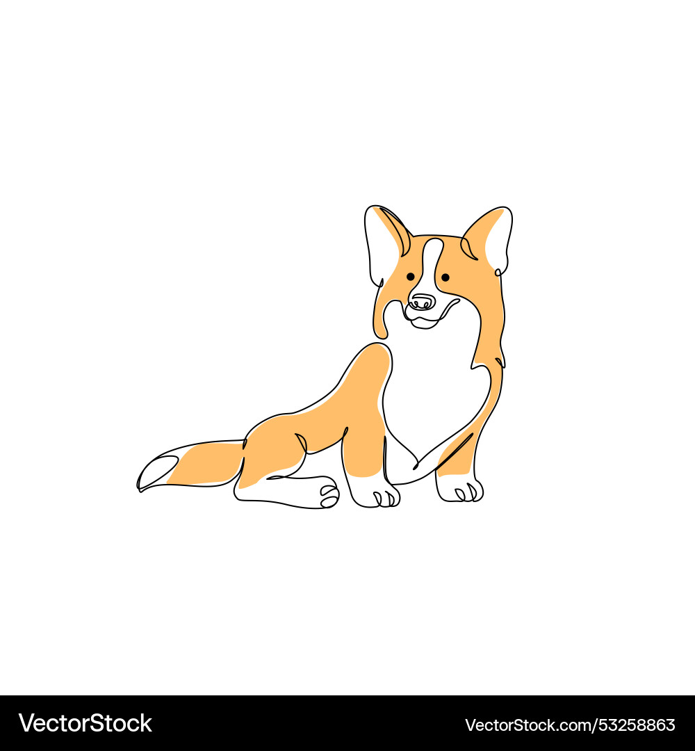Abstract corgi dog drawing continuous one line Vector Image