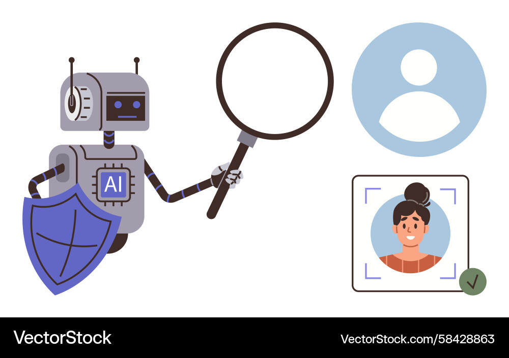 AI Identity Verification Robot Vector Image