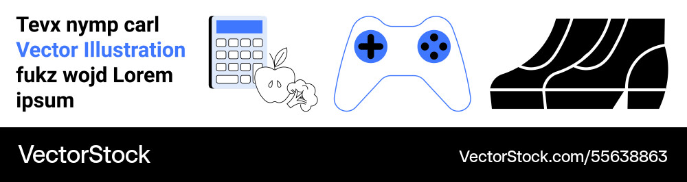 Calculator apple game controller and shoes Calculator apple game controller and shoes Vector Image