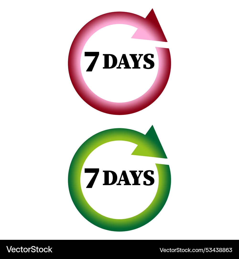 Countdown timer icon 7 days focus bold circular Countdown timer icon 7 days focus bold circular vector image