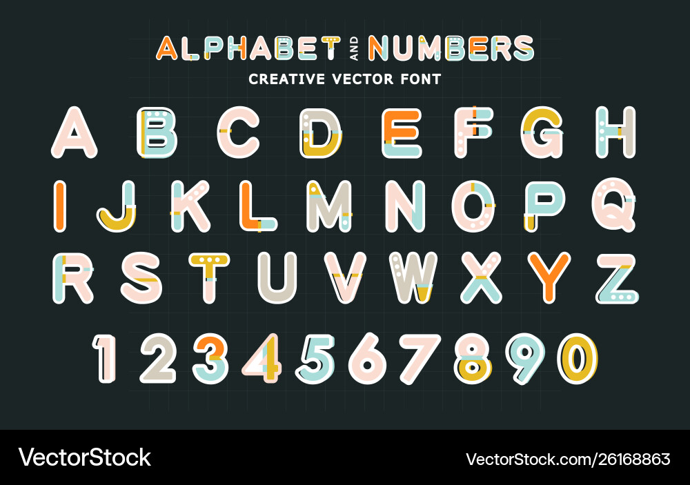 Creative font alphabet and numbersmodern Creative font alphabet and numbersmodern vector image