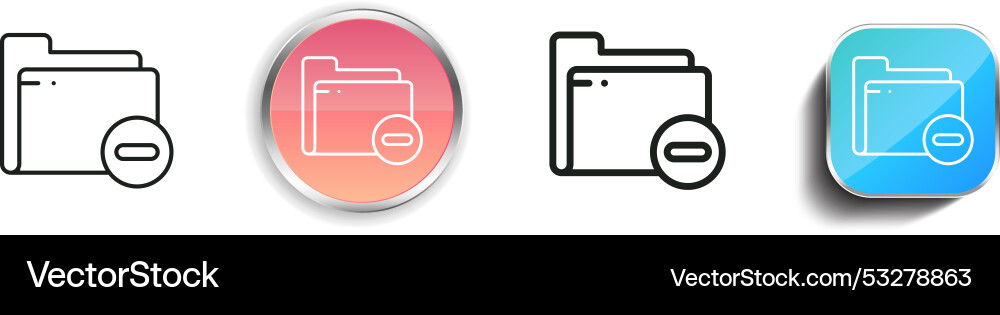 Delete folder icon thin linear regular and button vector image