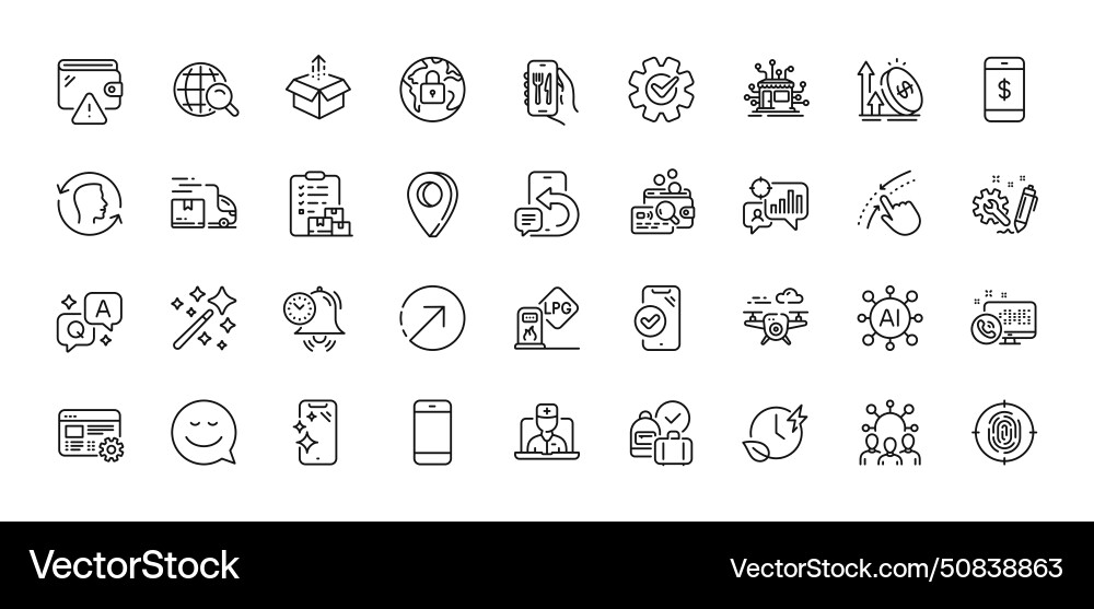 Drone time management and distribution line icons Vector Image