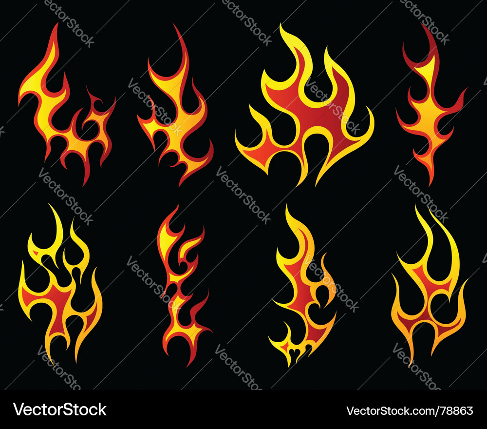 Fire patterns set vector image