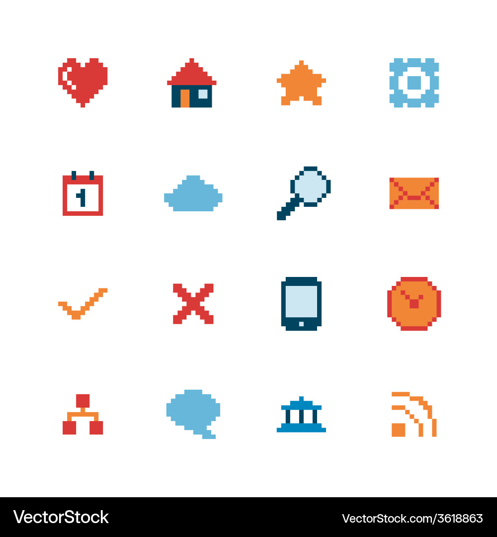 Pixel Web Icons - Simple Set Vector Image