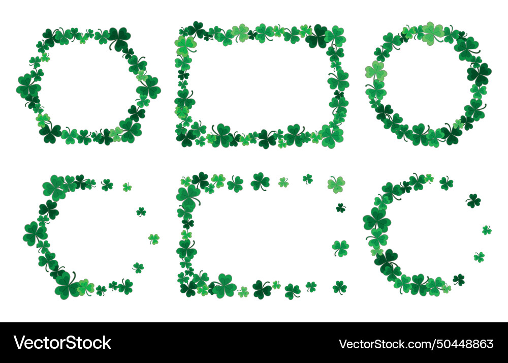 Set of frames with clover on a white background Set of frames with clover on a white background Vector Image