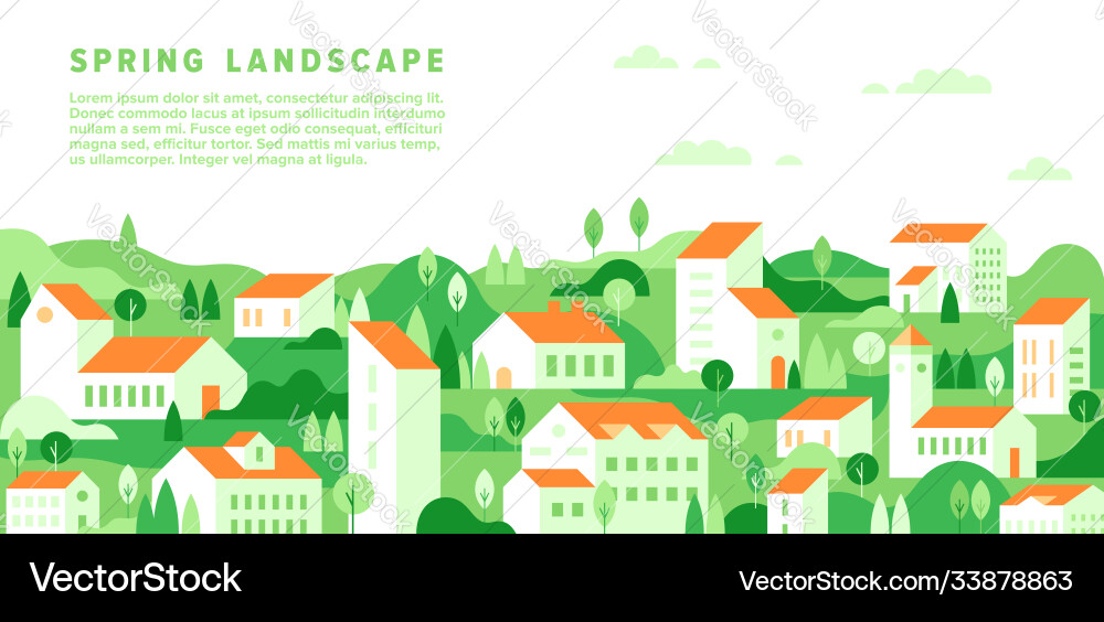 Spring cityscape in simple minimal geometric flat Spring cityscape in simple minimal geometric flat vector image