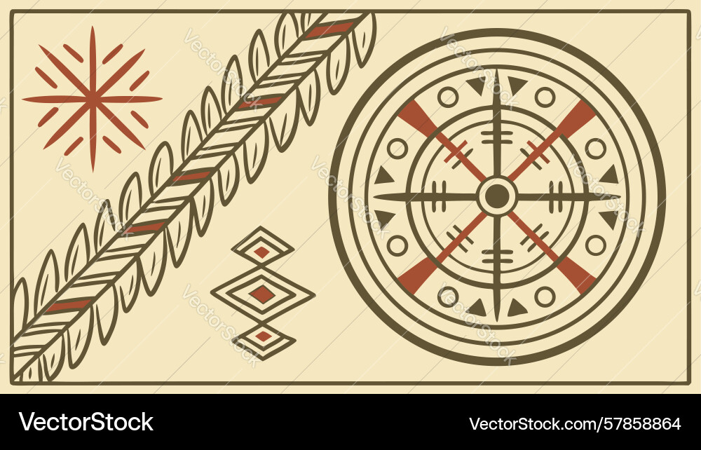 Geometric compass rose with patterns navigation Vector Image