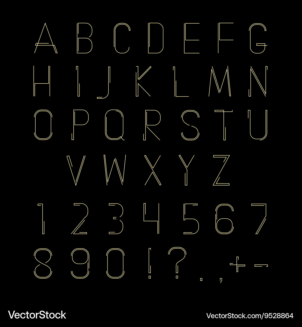 Hipster linear font alphabet – Royalty-Free Vector | VectorStock, image size:1000x1080