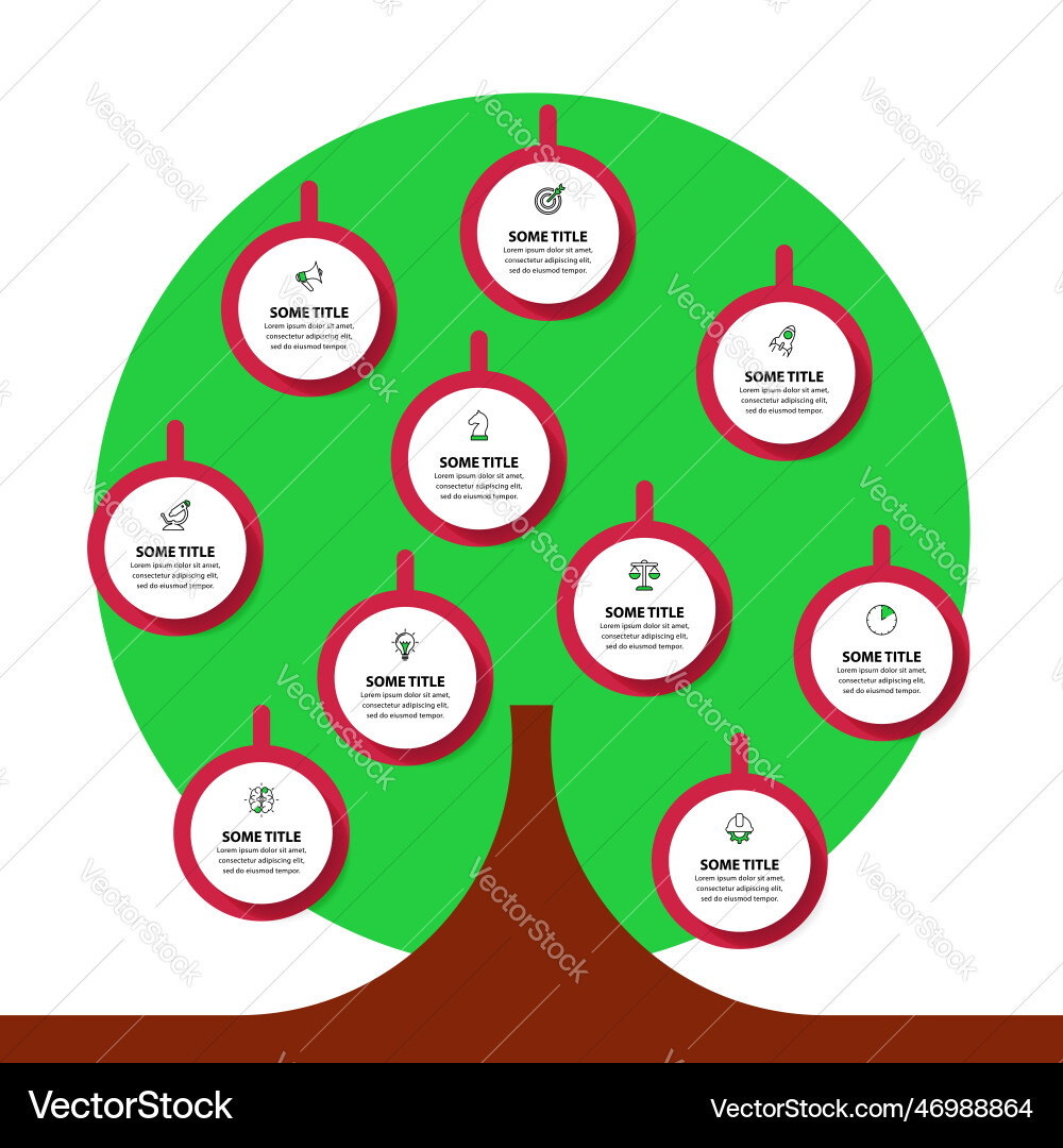 Infographic template abstract tree with 10 steps Vector Image