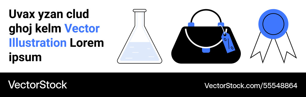 Laboratory flask handbag with tag and award Laboratory flask handbag with tag and award vector image