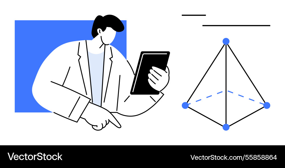 Man analyzing digital data using tablet with 3d Vector Image
