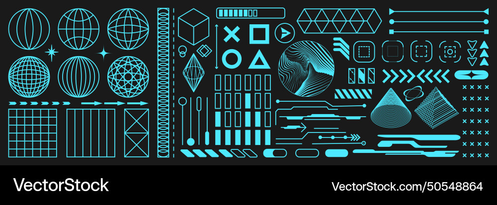 Retrofuturistic geometry elements set with icons Retrofuturistic geometry elements set with icons vector image